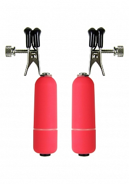 Vibrating Nipple Clamps - Red